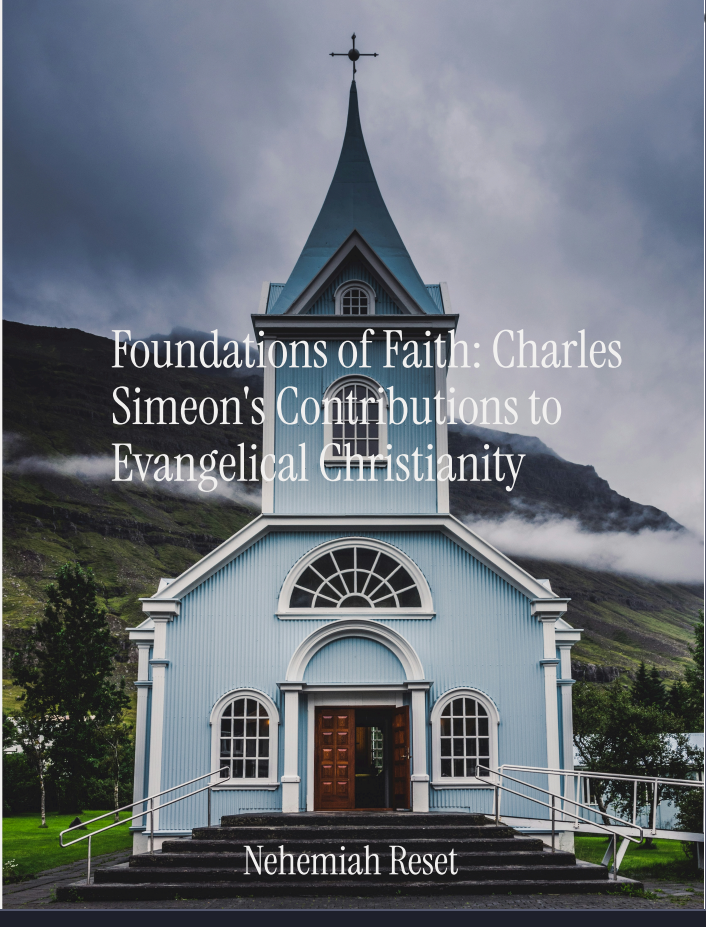 Book cover with a light-blue church; title reads 'Foundations of Faith