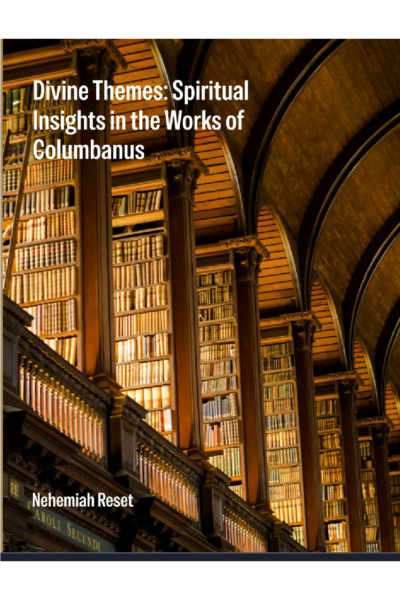 Book cover showing a grand library with tall