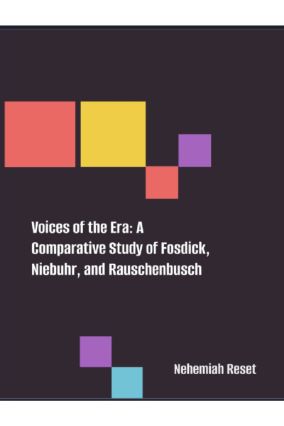 Book cover with dark purple background and colorful squares; title reads 'Voices of the Era