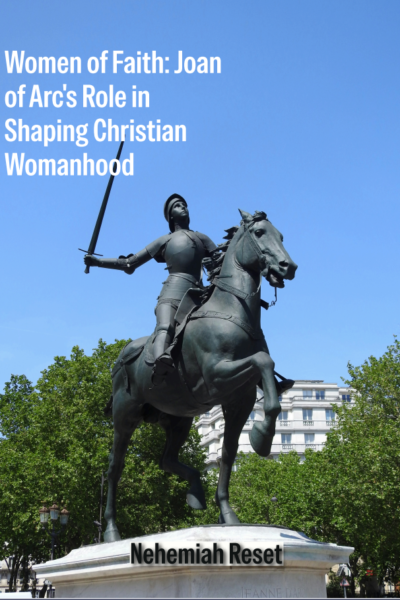 Bronze statue of Joan of Arc on a rearing horse