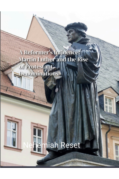 Bronze statue of a robed man holding a book in front of pastel European buildings