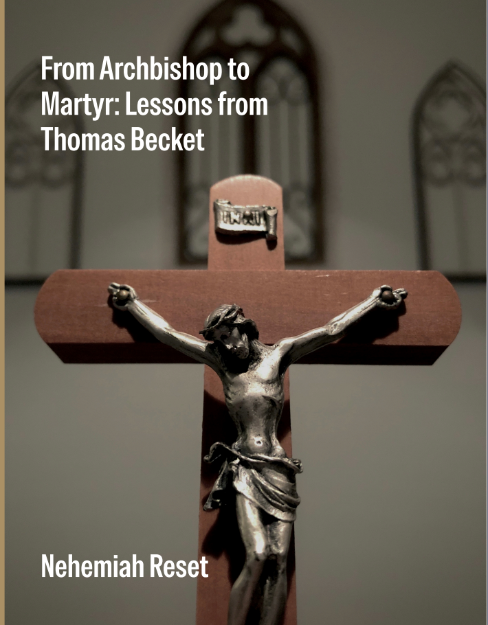 Book cover featuring a crucifix with Jesus; title reads “From Archbishop to Martyr